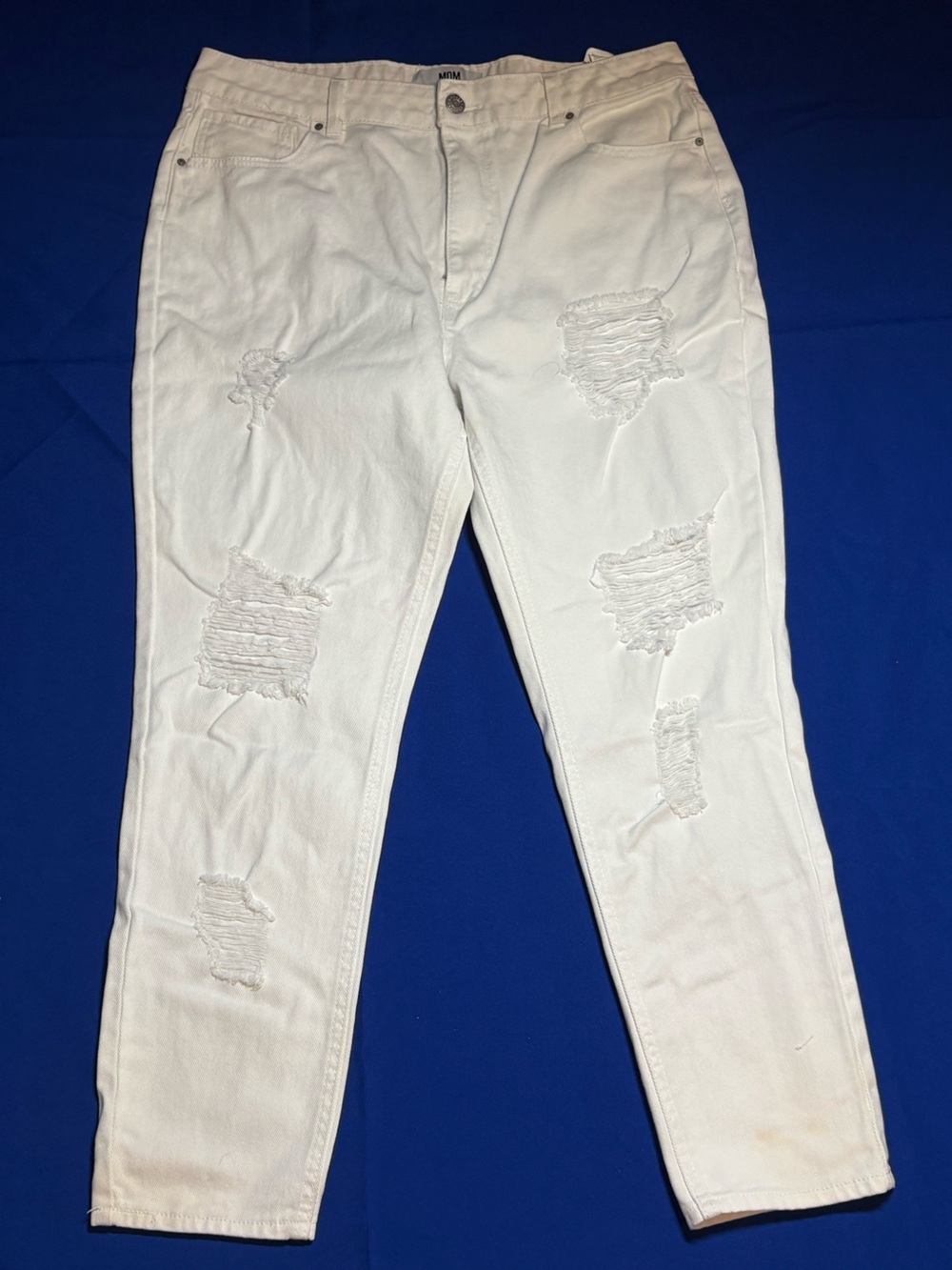 Refuge Denim White Distressed Ankle Jeans Size 13